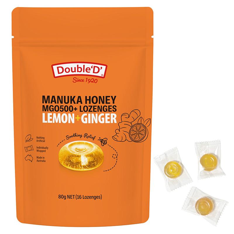 Double'D マヌカハニーロゼンジ レモンジンジャー 80g(約16粒入