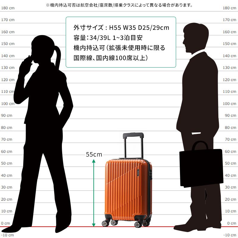 Ace（エース） クレスタ スーツケース 34-39L 06316 2泊 3泊 容量拡張