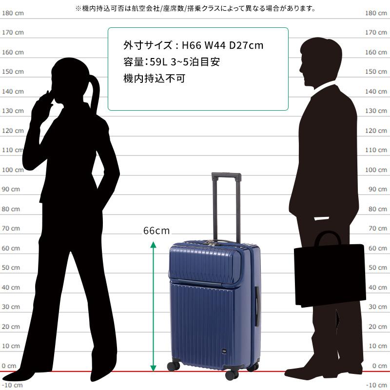 Ace（エース） タッシェ スーツケース 59L 06537 3泊 5泊 ファスナー