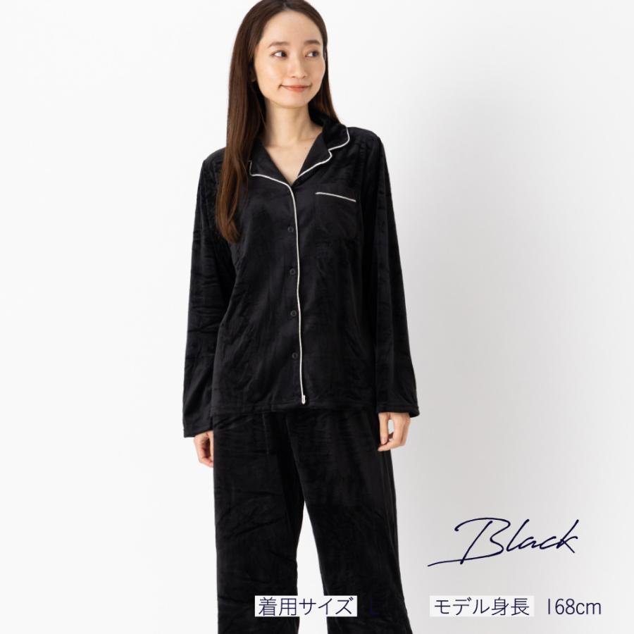 ルームウェア レディース  前開き 長袖 冬 ベロア ゆったり ボタン パジャマ 上下 部屋着 ストレッチ  冬 寝巻 おしゃれ プレゼント 上下セット ギフト | Nutopia | 05