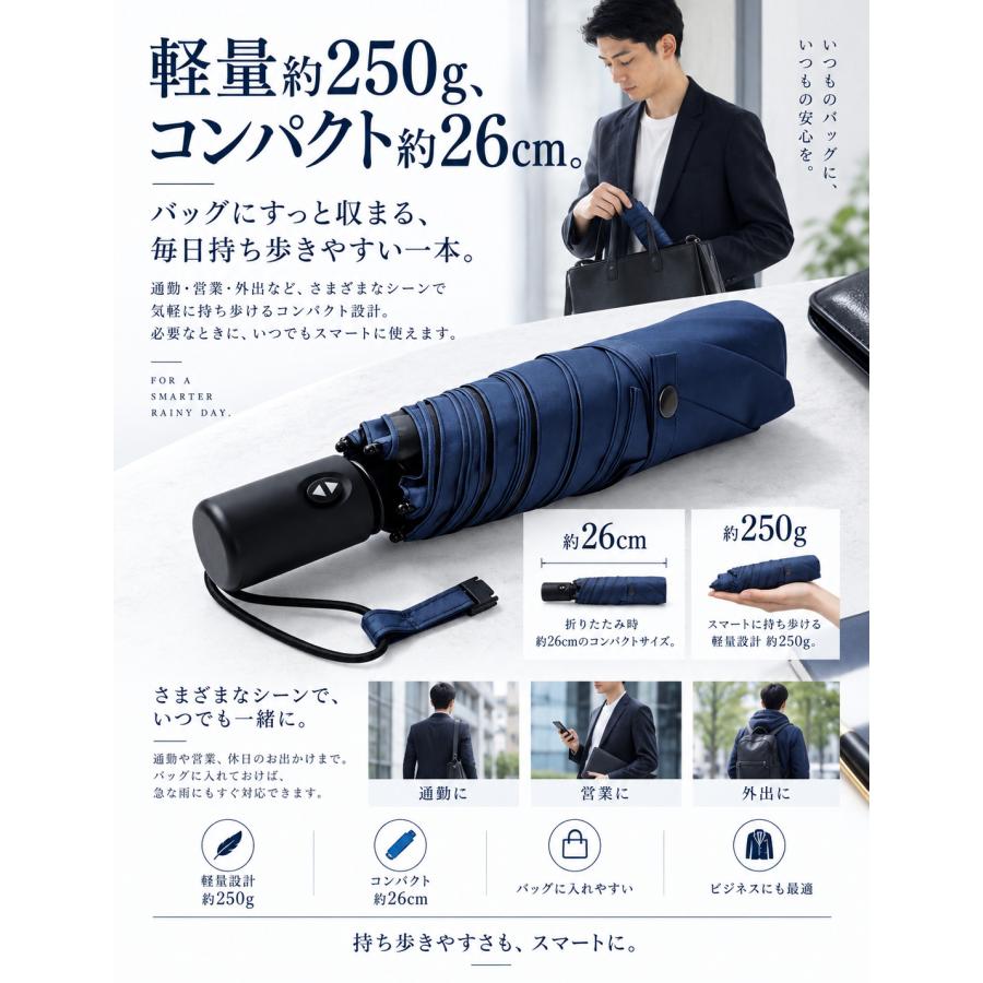 日傘 メンズ 軽量 完全遮光 自動開閉 折りたたみ 晴雨兼用 UVカット99.9％ 遮光率100% 男女兼用 折り畳み傘  爆買 | tobest | 09