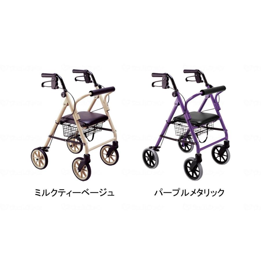 竹虎 ハッピーミニ 歩行車 ミルクティーベージュ・パープルメタリック