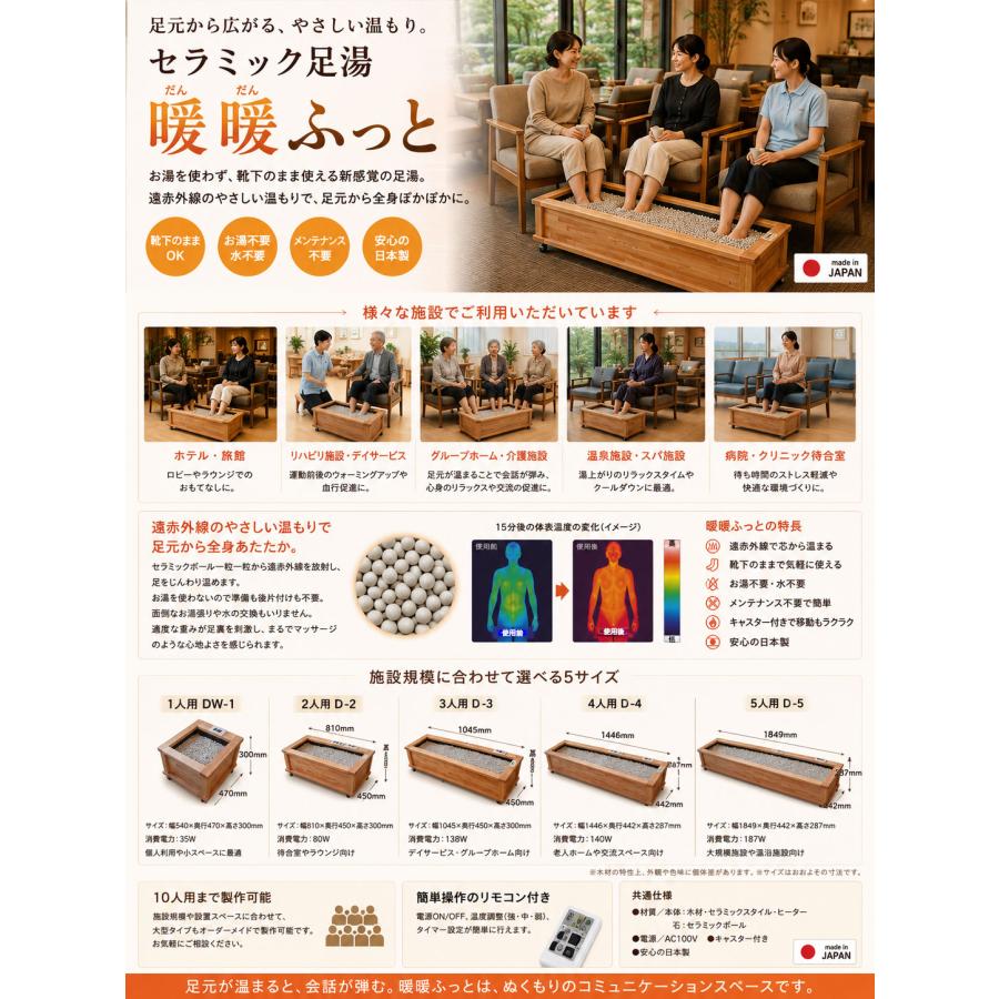 セラミック足湯 暖暖ふっと 5人用 / D-5 SoL セラミックボール 足温器