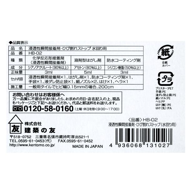 建築の友 浸透性瞬間接着剤 ひび割れストップ 水回り用 屋内専用 Hb 02 ホームセンターブリコ Yahoo 店 通販 Yahoo ショッピング
