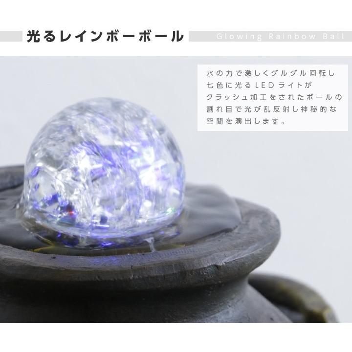 置き物 置物 流水 噴水 壺 水瓶 アクアリウム 滝 LED ガラス玉 ボール レトロ モダン 室内 インテリア セール snw0010