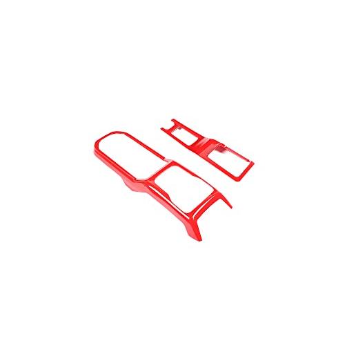 アウター ジープ・ラングラーJL 2018用BORUIEN内装材ジープJTグラディエーター2018+ギアシフト&四WDギアシフトパネル装飾カバーフレームトリム (赤)