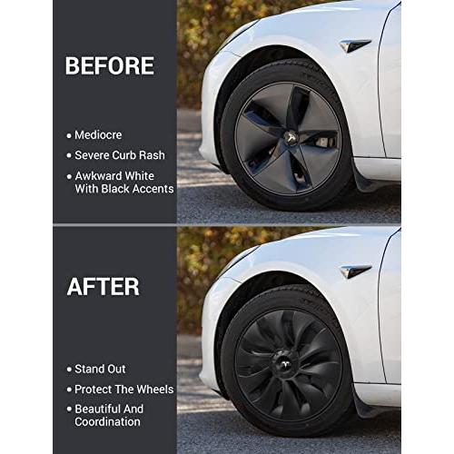 完動品 BASENOR 2017-2023テスラモデル3ホイールカバー18インチハブキャップホイールハブキャップOEMリムプロテクターカバー交換用マットブラックハブキャップ外装 【QGW1581526590】(55565円)