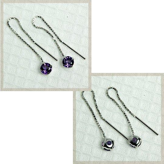 ピアス レディース 揺れる アメジスト 18金 18k K18 ゴールド