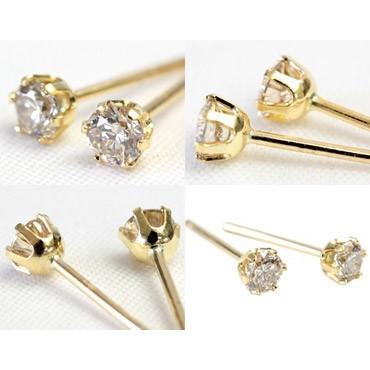 ピアス ダイヤモンド ダイヤ レディース 一粒 18金 18k K18 ゴールド シャンパンカラー ブラウンダイヤ 0.2ct カラット ポスト0.9mmの画像