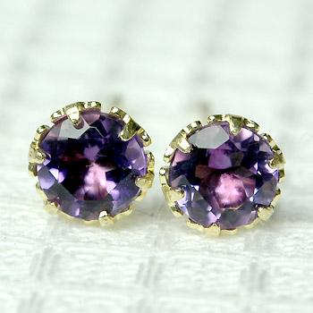 ピアス レディース アメジスト スタッドピアス プラチナ K18 K14WG 4.0 