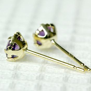 ピアス レディース アメジスト スタッドピアス プラチナ K18 K14WG 4.0 