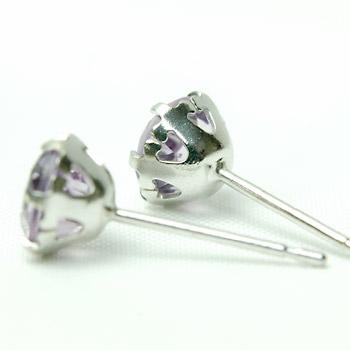 ピアス レディース アメジスト プラチナ pt900 18金 18k K18 K14 ゴールド ライラックカラー 5.0mmの画像