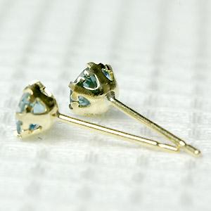 ピアス レディース アクアマリン プラチナ pt900 18金 18k K18 14k ゴールド サンタマリア アフリカーナ 4.0mmの画像