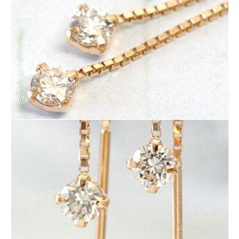 ピアス レディース 揺れる ダイヤモンド 18金 18k K18 14k ゴールド