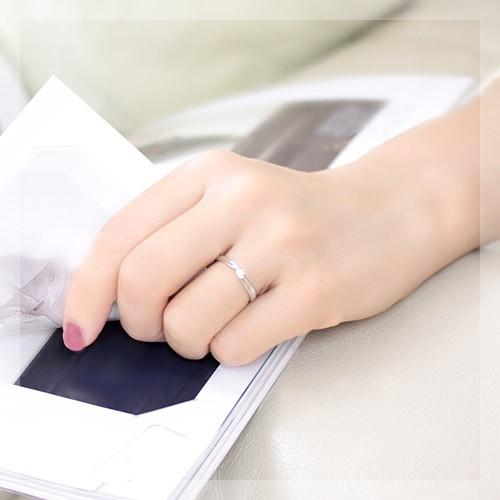 ダイヤモンドリング ダイヤ レディース 指輪 18金 18k K18 ゴールド 0.07ct カラット H&C 鑑別書付きの画像