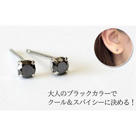 Pt900 total1.00ct ブラックダイヤモンド フック ピアス
