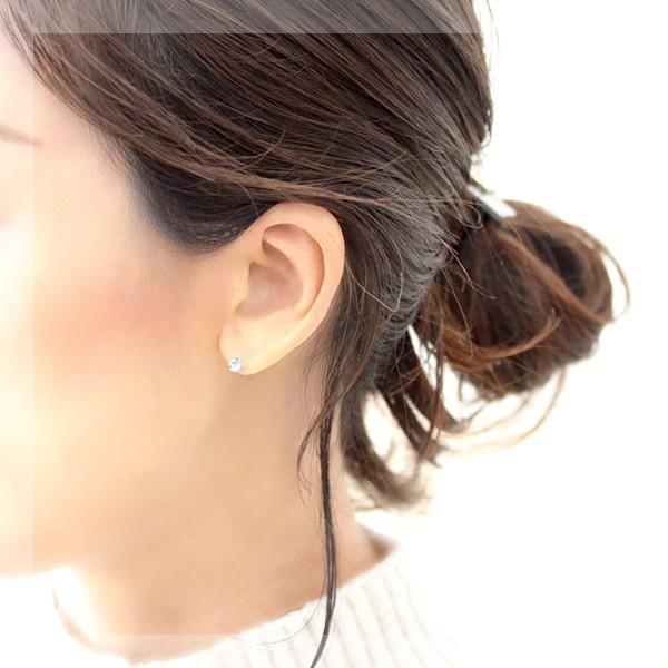 ピアス レディース アクアマリン プラチナ pt900 サンタマリアアフリカーナアクアマリン 4.0mm 四本爪 3月誕生石の画像