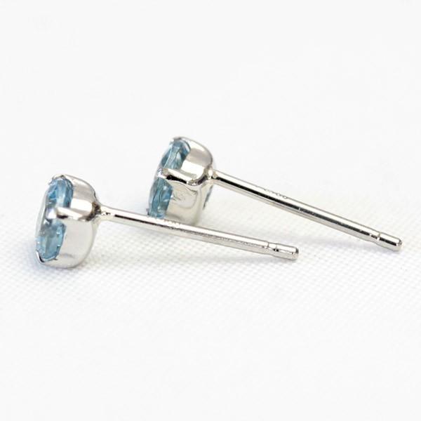 ピアス レディース アクアマリン プラチナ pt900 サンタマリアアフリカーナアクアマリン 4.0mm 四本爪 3月誕生石の画像