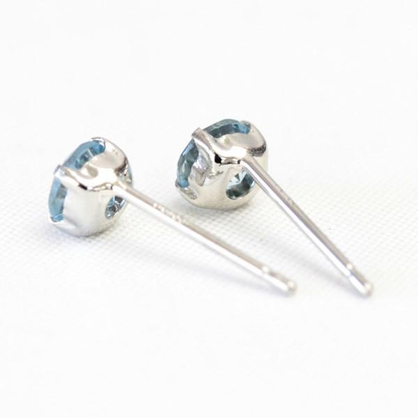 ピアス レディース アクアマリン プラチナ pt900 サンタマリアアフリカーナアクアマリン 4.0mm 四本爪 3月誕生石の画像