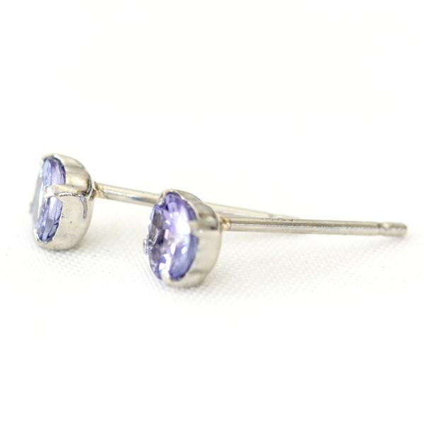 ピアス レディース タンザナイト プラチナ pt900 4.0mm 四本爪