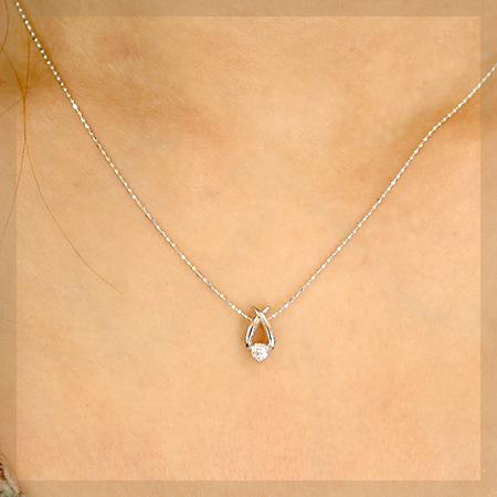 ダイヤモンド ダイヤ ネックレス 一粒 H＆C レディース 18金 18k K18 0.1ct カラットの画像