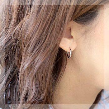 フープピアス ピアス レディース 18k k18 K14WG 2.0mm×15mm バネ式 輪っか 石なし 地金 小さめ 日本製 1ペア 両耳用 地金