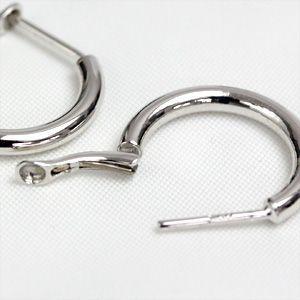 フープピアス ピアス レディース 18k k18 K14WG 2.0mm×15mm バネ式 輪っか 石なし 地金 小さめ 日本製 1ペア 両耳用 地金
