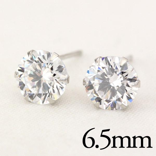 ピアス プラチナ pt900 キュービックジルコニア 大粒 マシンカット 6.5mm