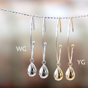 ピアス レディース 揺れる 18金 18k K18 K14WG ゴールド ティア 