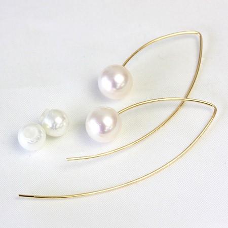 ピアス K18 18金 アコヤパール アメリカンピアス フックピアス あこや