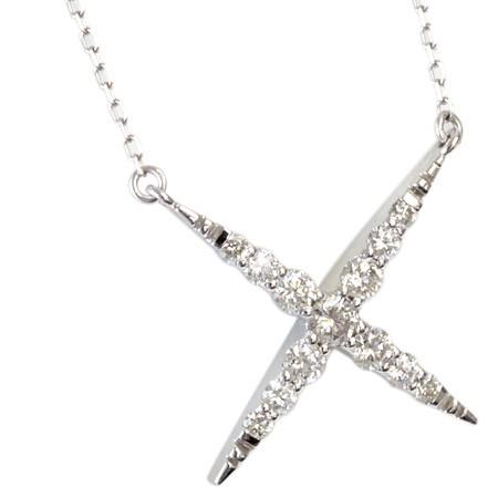 ダイヤモンド ダイヤ ネックレス レディース 18金 18k K18 0.5ct カラット クロス 45cmの画像