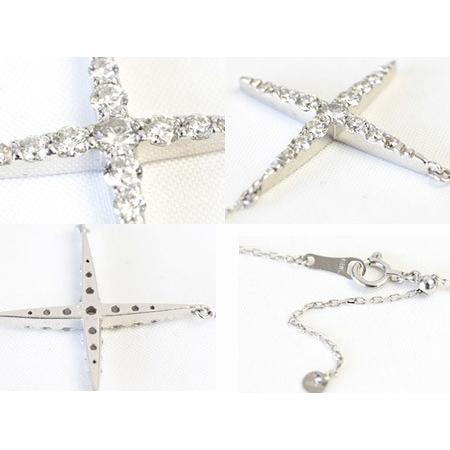 ダイヤモンド ダイヤ ネックレス レディース 18金 18k K18 0.5ct カラット クロス 45cmの画像