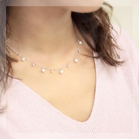 ネックレス レディース パール 真珠 × ダイヤモンド 0.2ct 18金 18k
