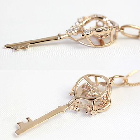 ダイヤモンド ネックレス レディース ダイヤネックレス 18金 18k K18 ダンシングストーン 揺れる 0.25ct カラット 鍵 キー Bデザインの画像