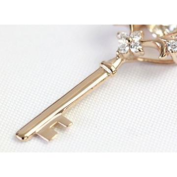 ダイヤモンド ネックレス レディース ダイヤネックレス 18金 18k K18 ダンシングストーン 揺れる 0.25ct カラット 鍵 キー Bデザインの画像