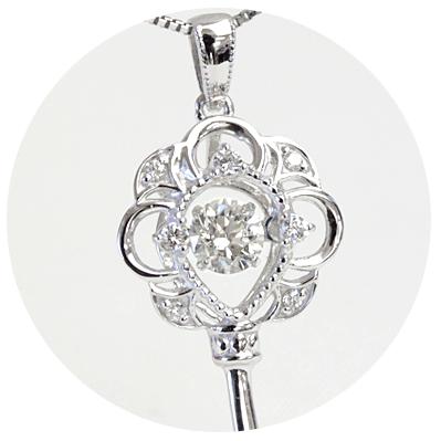 ダイヤモンド ネックレス レディース ダイヤネックレス 18金 18k K18 ダンシングストーン 揺れる 0.25ct カラット 鍵 キー Aデザインの画像
