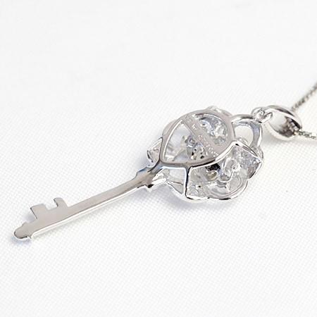 ダイヤモンド ネックレス レディース ダイヤネックレス 18金 18k K18 ダンシングストーン 揺れる 0.25ct カラット 鍵 キー Aデザインの画像