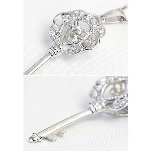 ダイヤモンド ネックレス レディース ダイヤネックレス 18金 18k K18 ダンシングストーン 揺れる 0.25ct カラット 鍵 キー Aデザインの画像