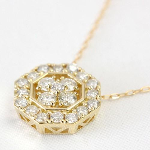 ダイヤモンド ネックレス レディース ダイヤネックレス 18金 18k K18 0.5ct オクタゴンデザインの画像