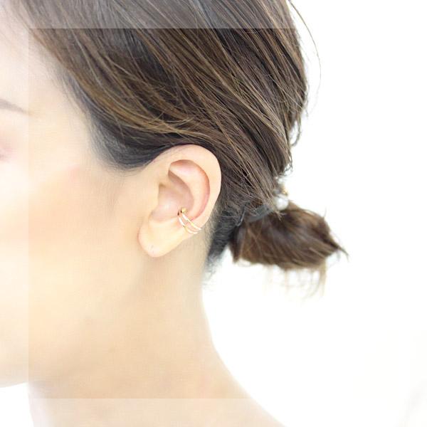 イヤーカフ 18金 18k K18 ゴールド イヤカフ 片耳用 半ペア 2連