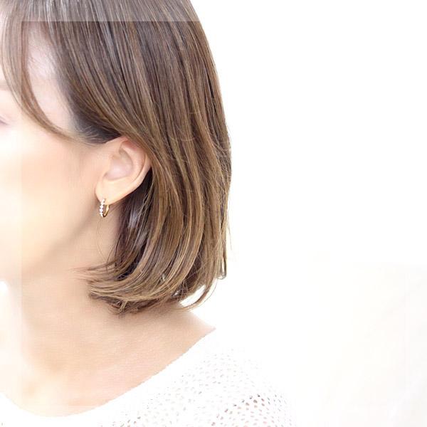 フープ ピアス ダイヤモンド ダイヤ エタニティ 18k K18 18金 ゴールド 