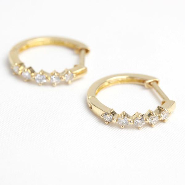 フープ ピアス ダイヤモンド ダイヤ エタニティ 18k K18 18金 ゴールド 