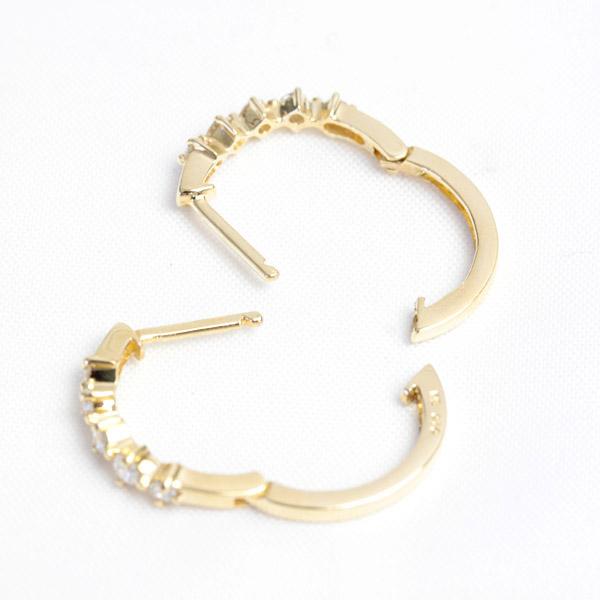 フープ ピアス ダイヤモンド ダイヤ エタニティ 18k K18 18金 ゴールド 