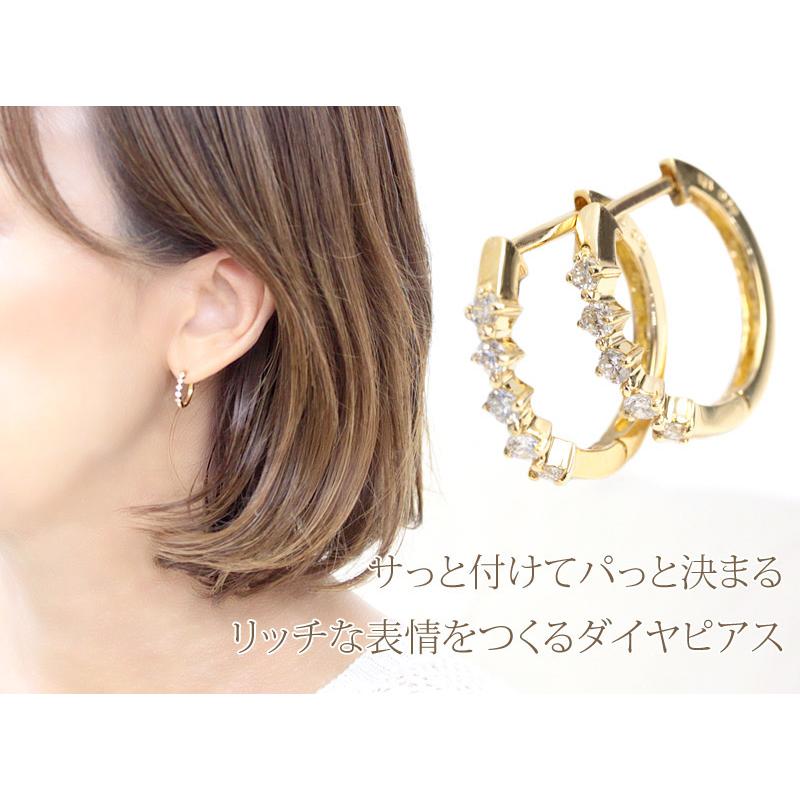フープ ピアス ダイヤモンド ダイヤ エタニティ 18k K18 18金 ゴールド 