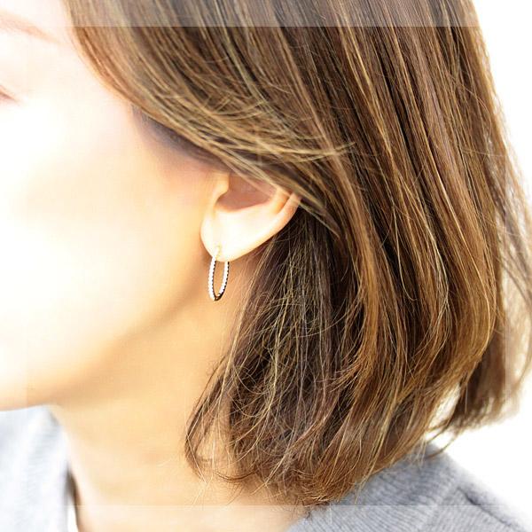 フープピアス ダイヤモンド ダイヤ 18k K18 18金 ゴールド エタニティ レディース バネ式中折れ 0.3カラットの画像