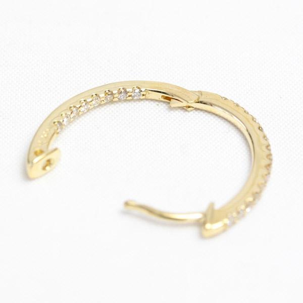 フープピアス ダイヤモンド ダイヤ 18k K18 18金 ゴールド エタニティ レディース バネ式中折れ 0.3カラットの画像
