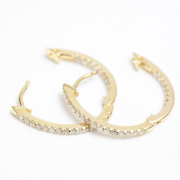 フープピアス ダイヤモンド ダイヤ 18k K18 18金 ゴールド エタニティ レディース バネ式中折れ 0.3カラットの画像