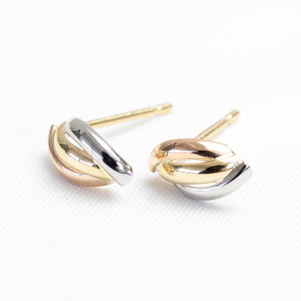 ピアス アクセサリー トリニティ k18 K18 18金 プラチナ ゴールド スリーカラー 地金の画像