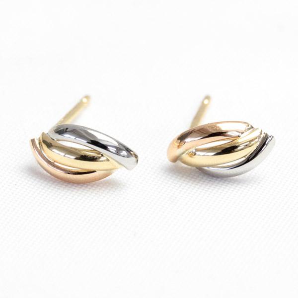 ピアス アクセサリー トリニティ k18 K18 18金 プラチナ ゴールド スリーカラー 地金の画像