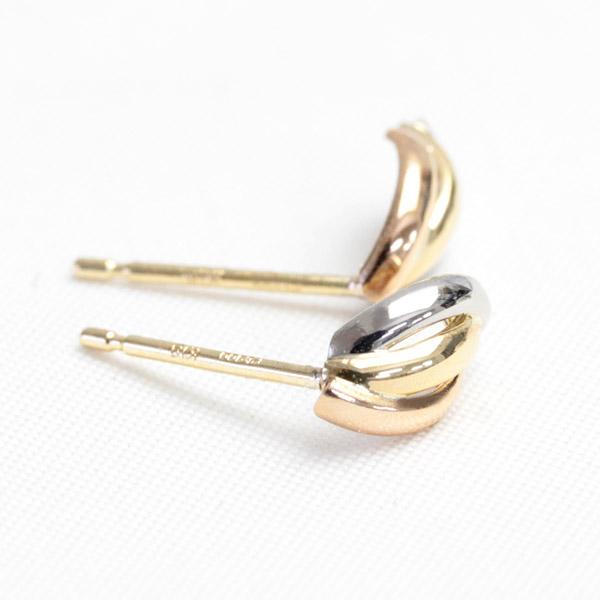 ピアス アクセサリー トリニティ k18 K18 18金 プラチナ ゴールド スリーカラー 地金の画像